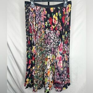 Polo Ralph Lauren Women's Black Multi Floral Pleated Midi Skirt